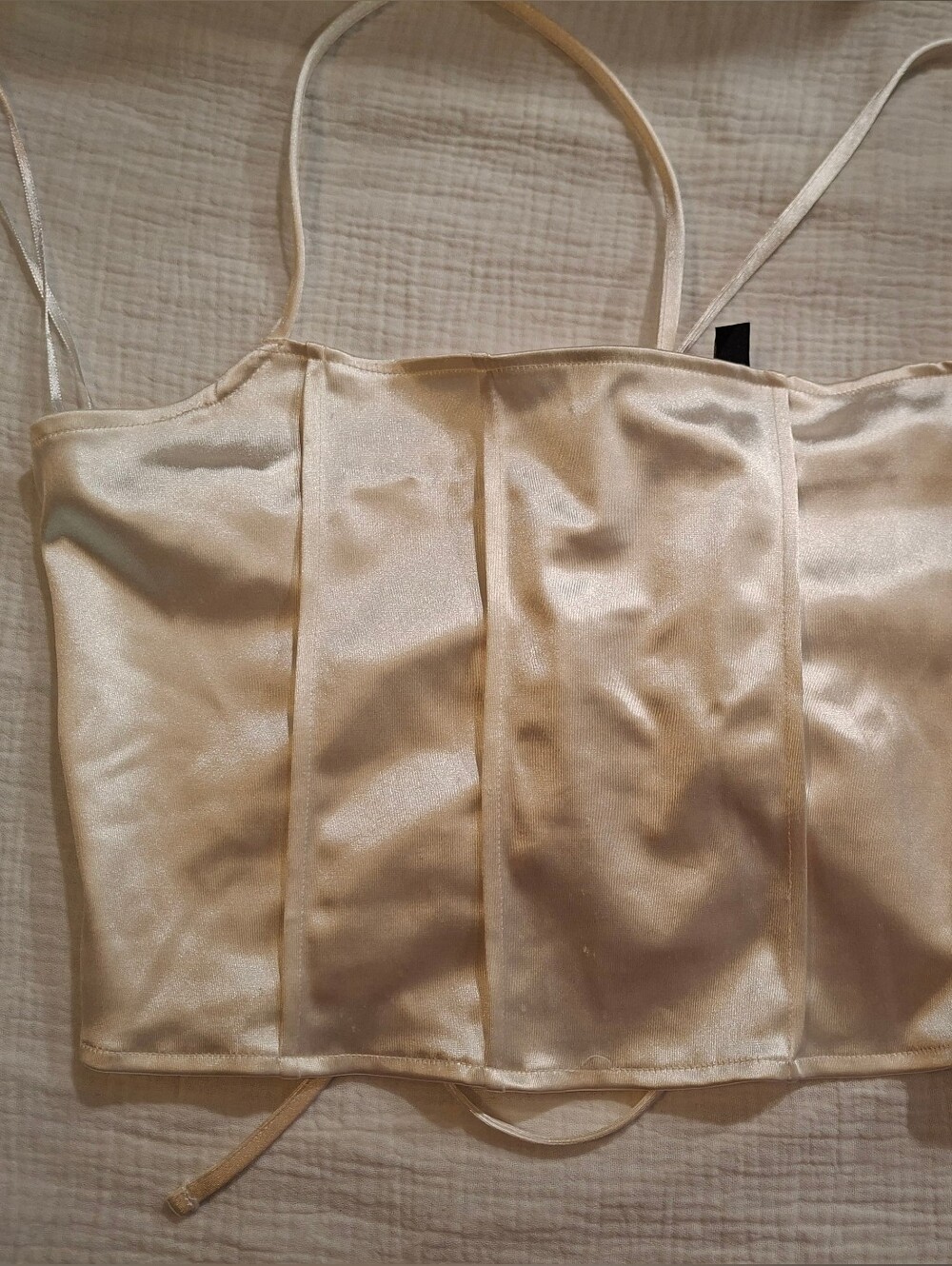 Women’s Satin Ivory Corset Crop Top